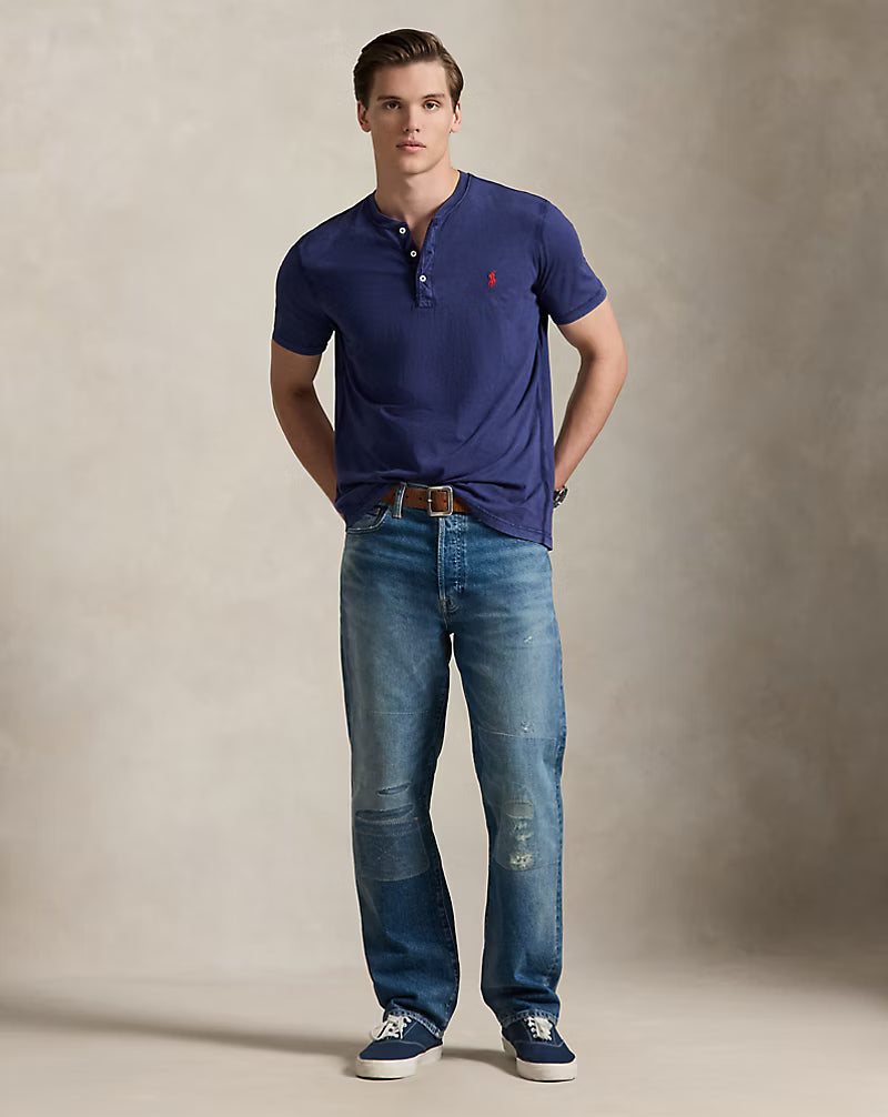 Slub Jersey Short-Sleeve Henley Shirt