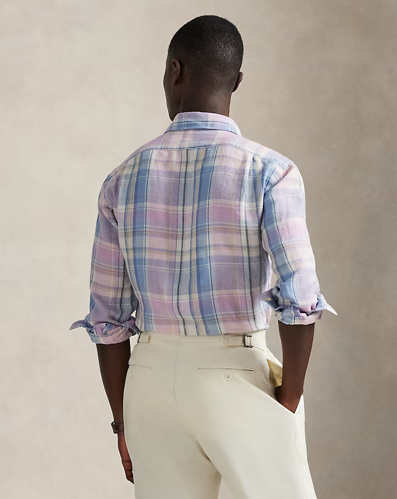Classic Fit Plaid Slub Linen Shirt