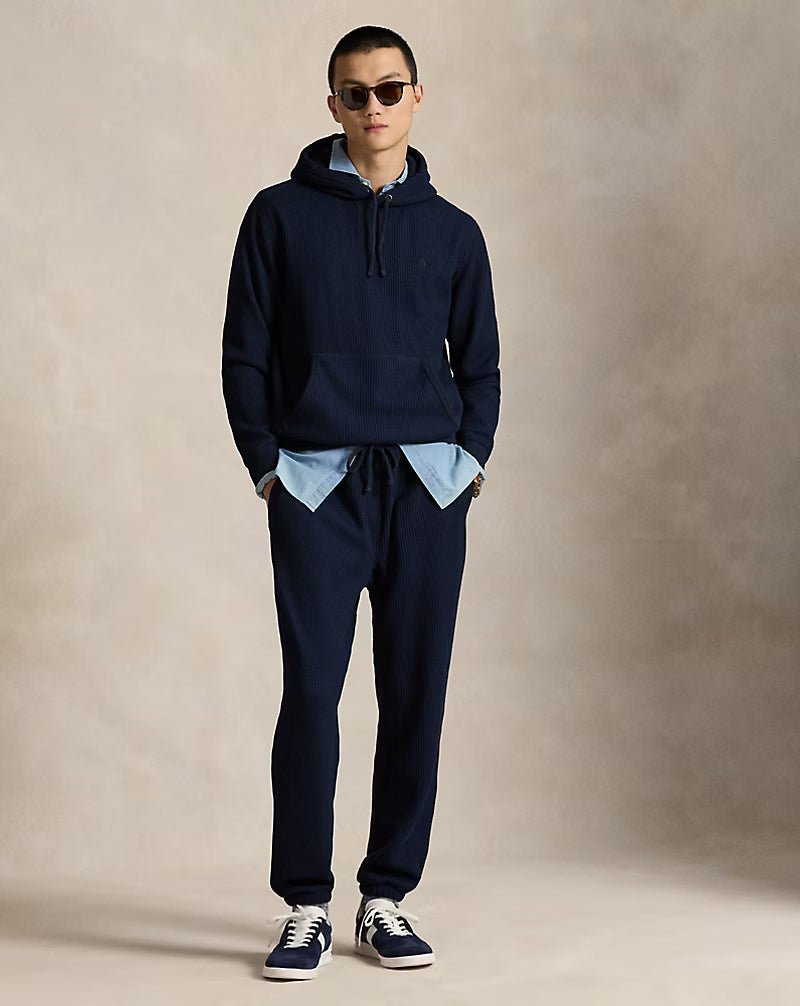 Waffle-Knit Fleece Hoodie