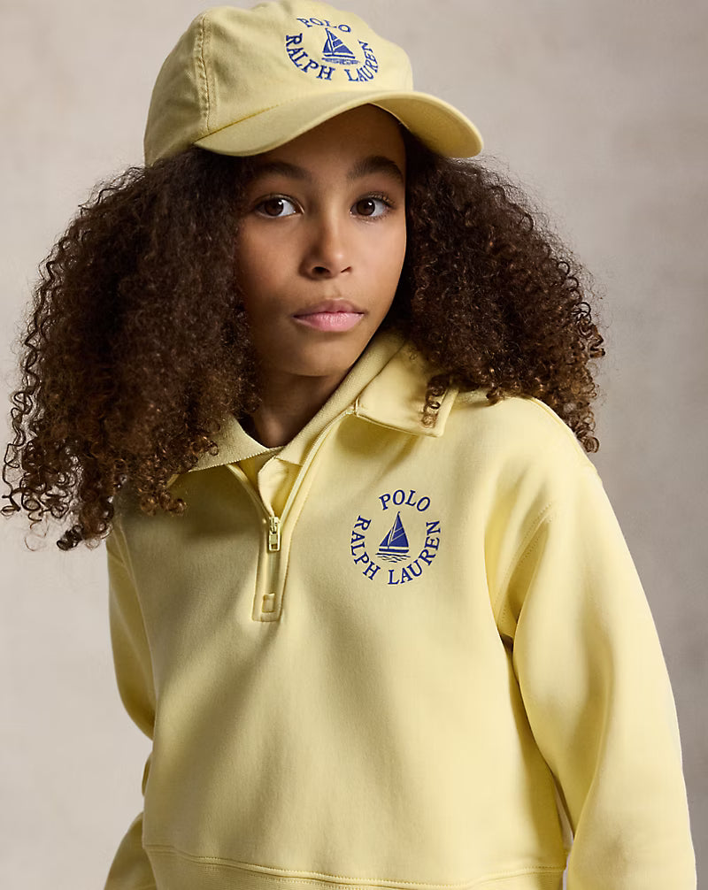 Double-Knit Collared Boxy Sweatshirt