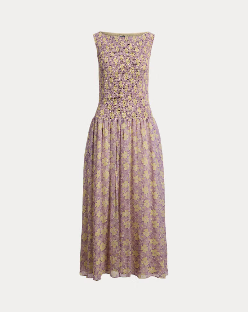 Floral Smocked Crinkled Dress