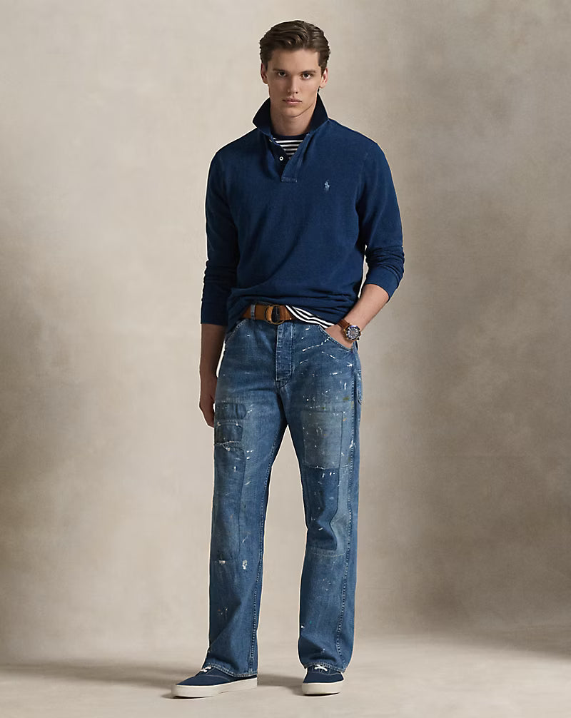 Classic Fit Indigo Mesh Polo Shirt