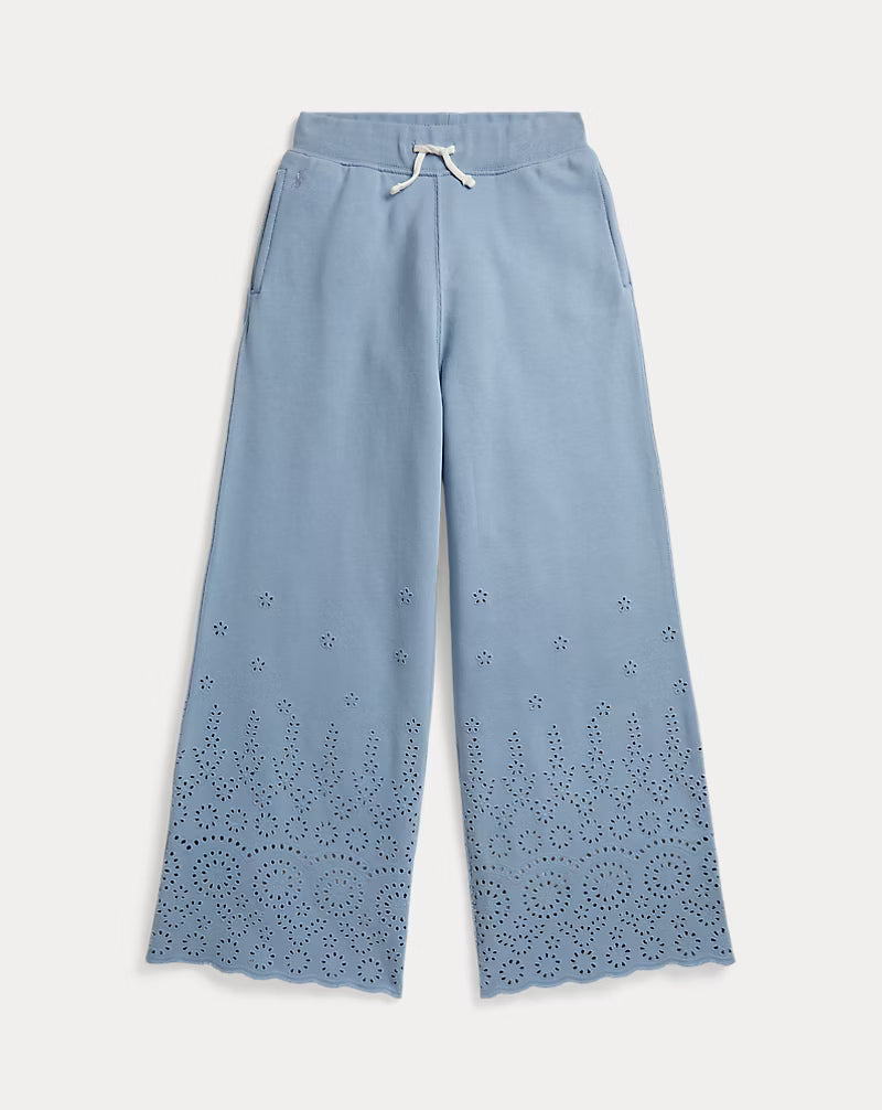 Eyelet French Terry Wide-Leg Sweatpant