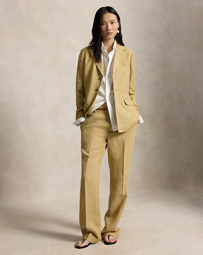 Single-Breasted Délavé Linen Blazer