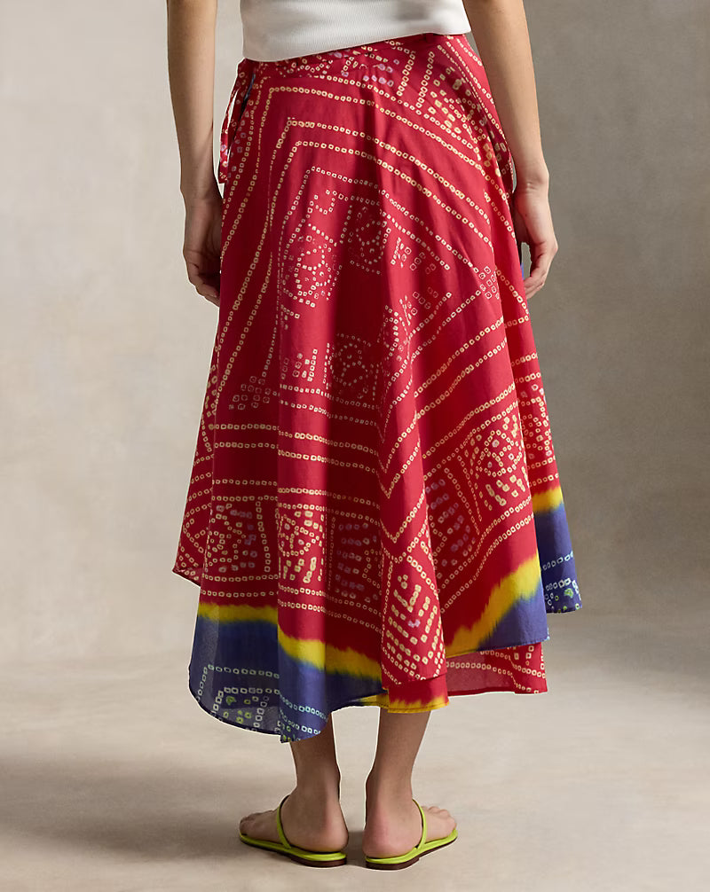 Print Cotton Wrap Skirt