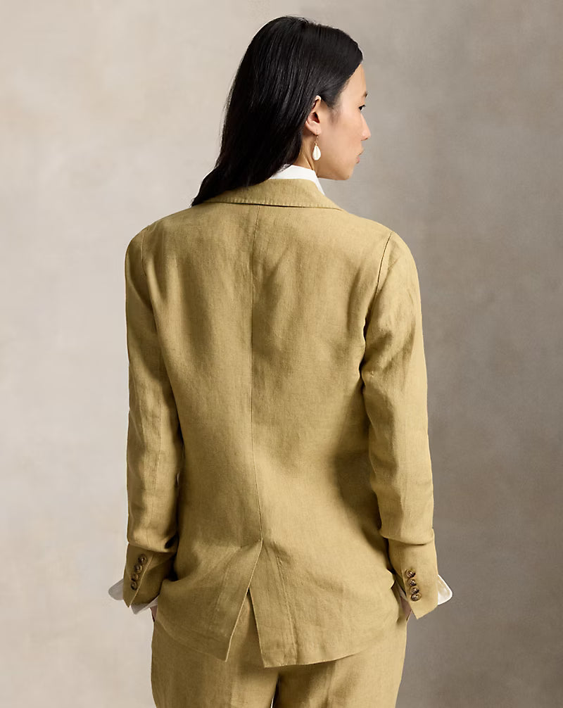 Single-Breasted Délavé Linen Blazer