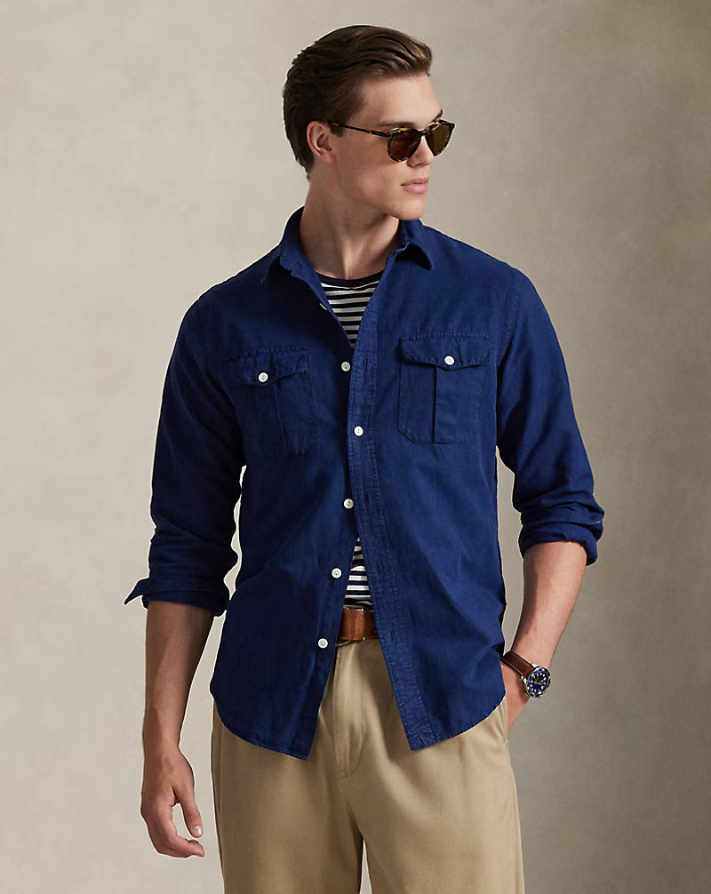 Classic Fit Linen-Silk-Cotton Workshirt