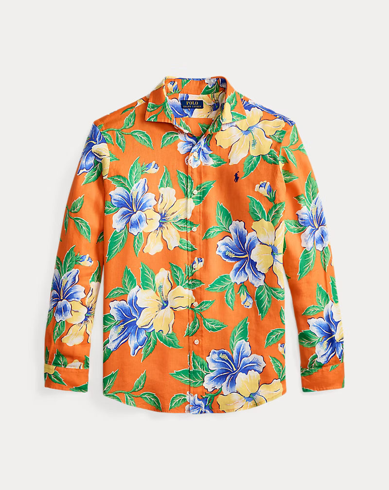 Classic Fit Tropical Floral Linen Shirt