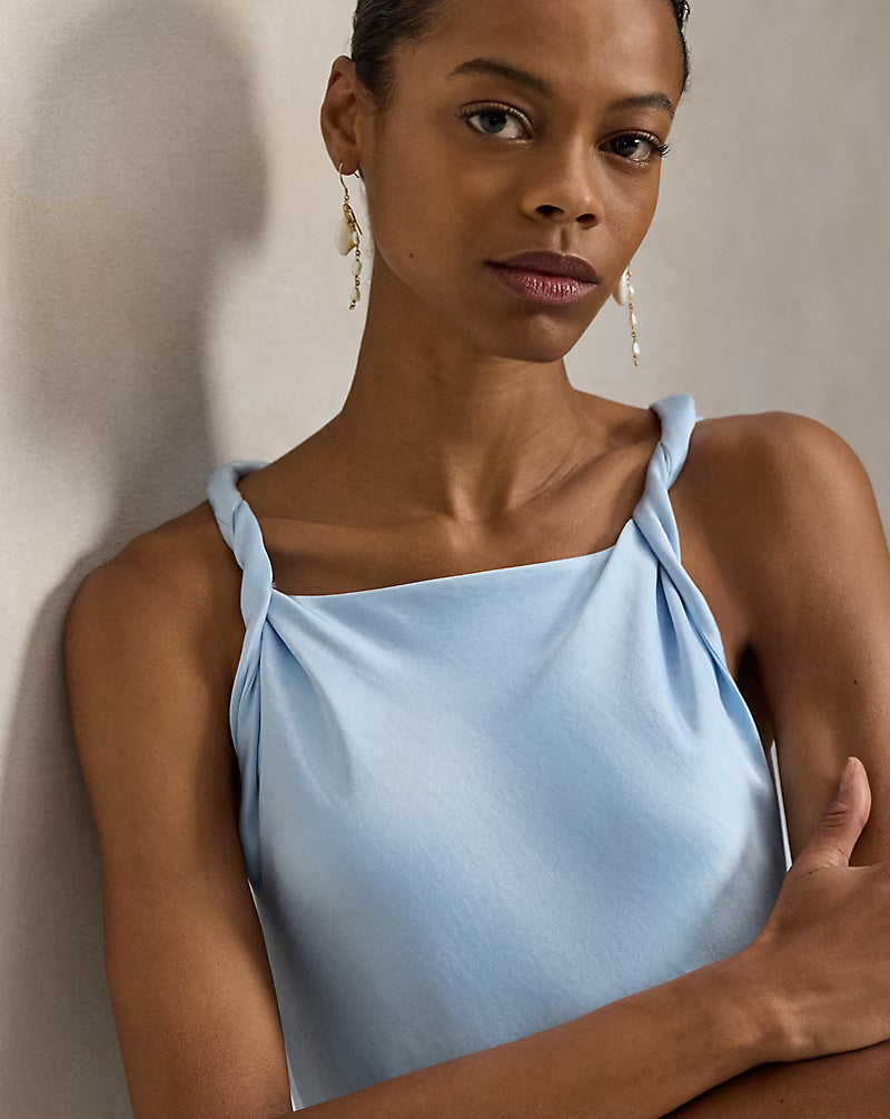 Twisted-Strap Satin Dress