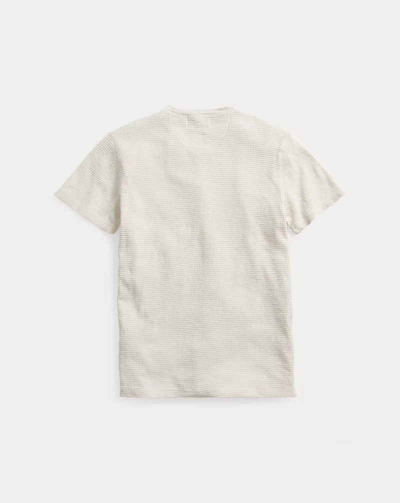 Waffle-Knit Short-Sleeve Henley Shirt