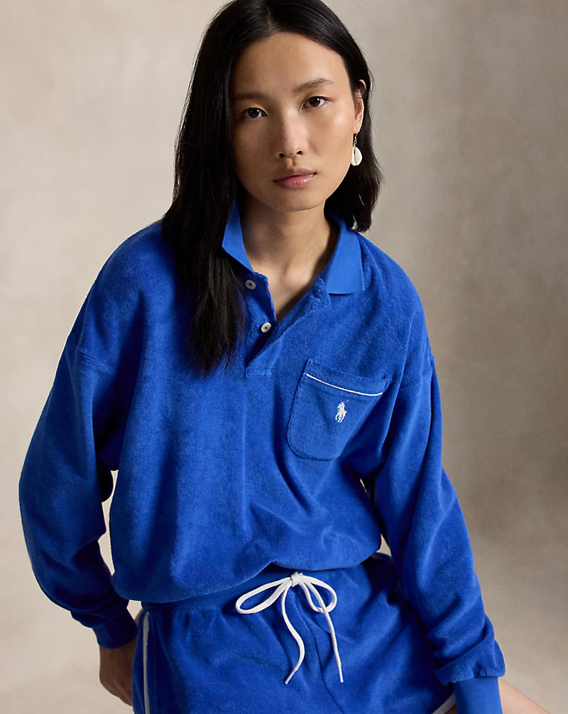 Terry Long-Sleeve Polo Shirt