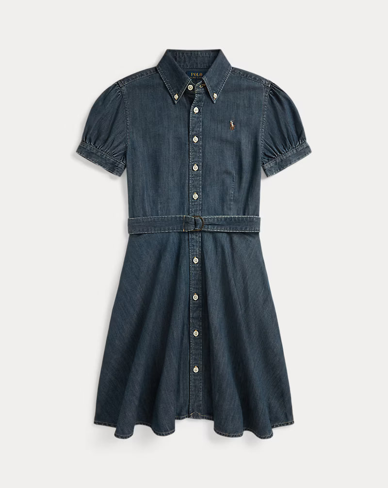 Belted Indigo Denim Shirtdress