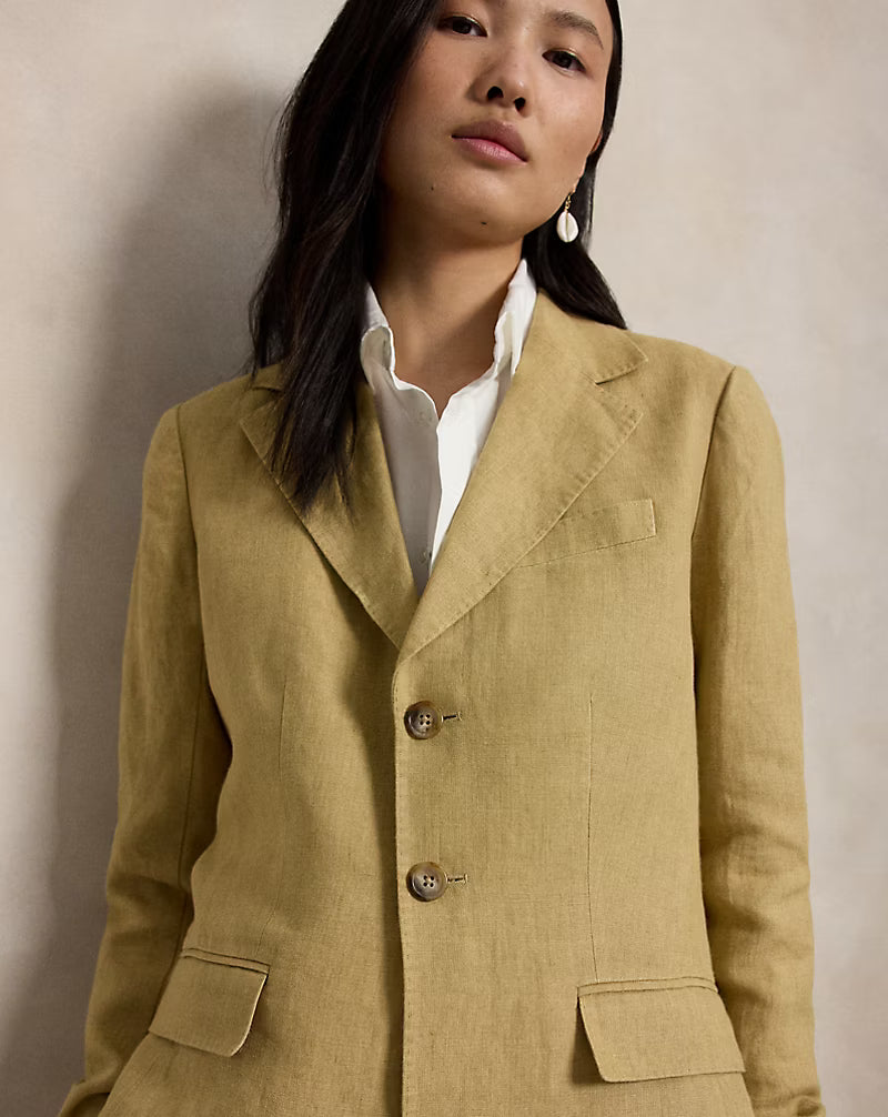 Single-Breasted Délavé Linen Blazer