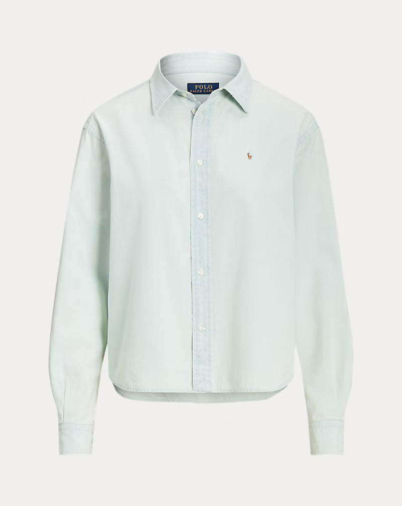 Cropped Boxy Chambray Shirt
