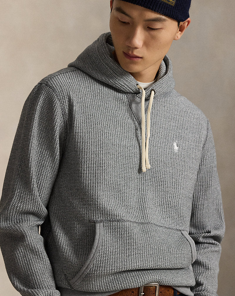 Waffle-Knit Fleece Hoodie