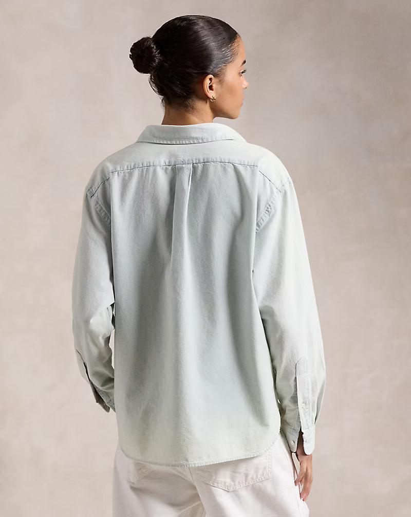 Cropped Boxy Chambray Shirt