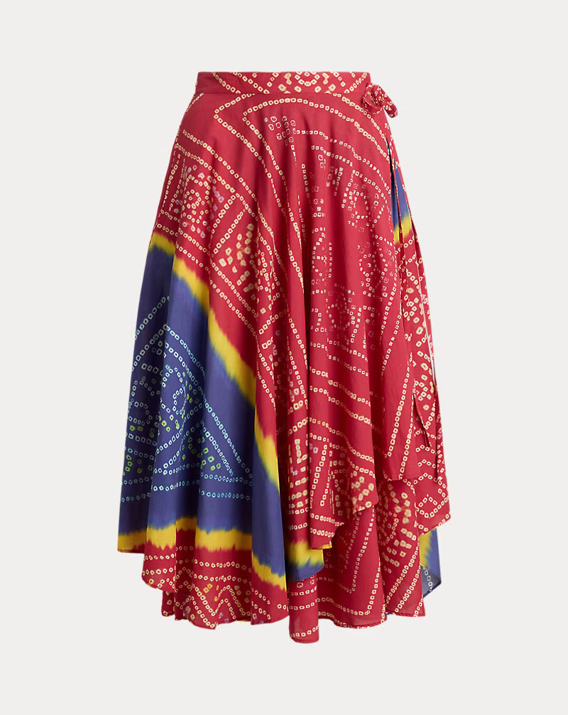 Print Cotton Wrap Skirt