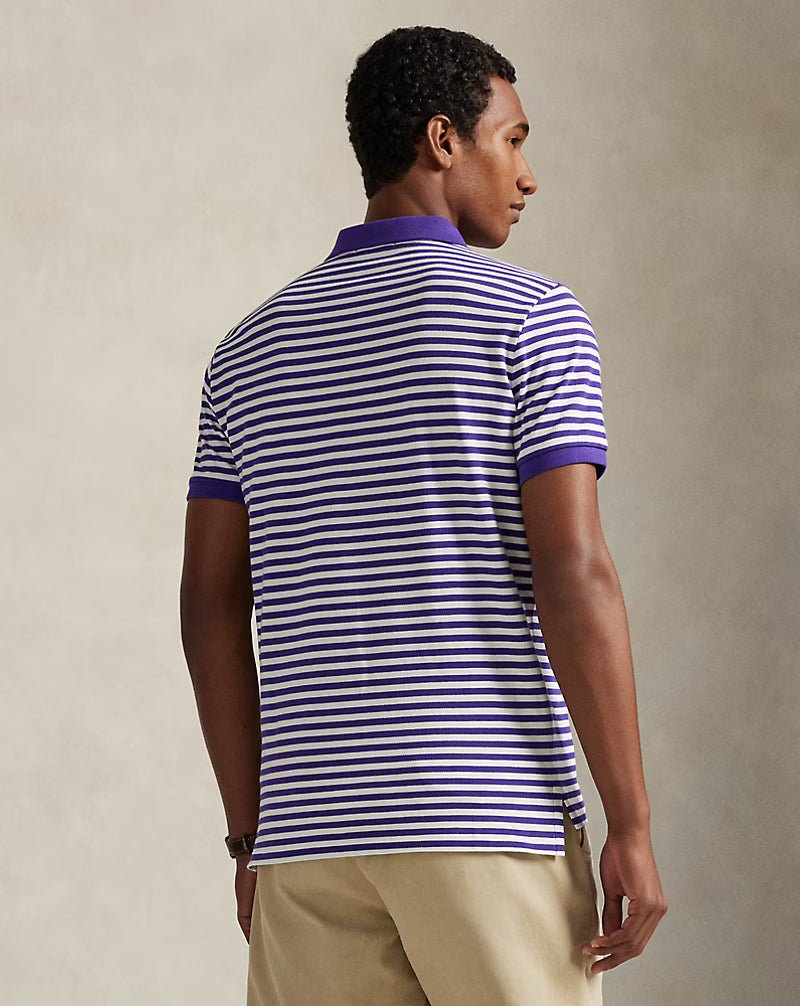 Classic Fit Striped Mesh Polo Shirt