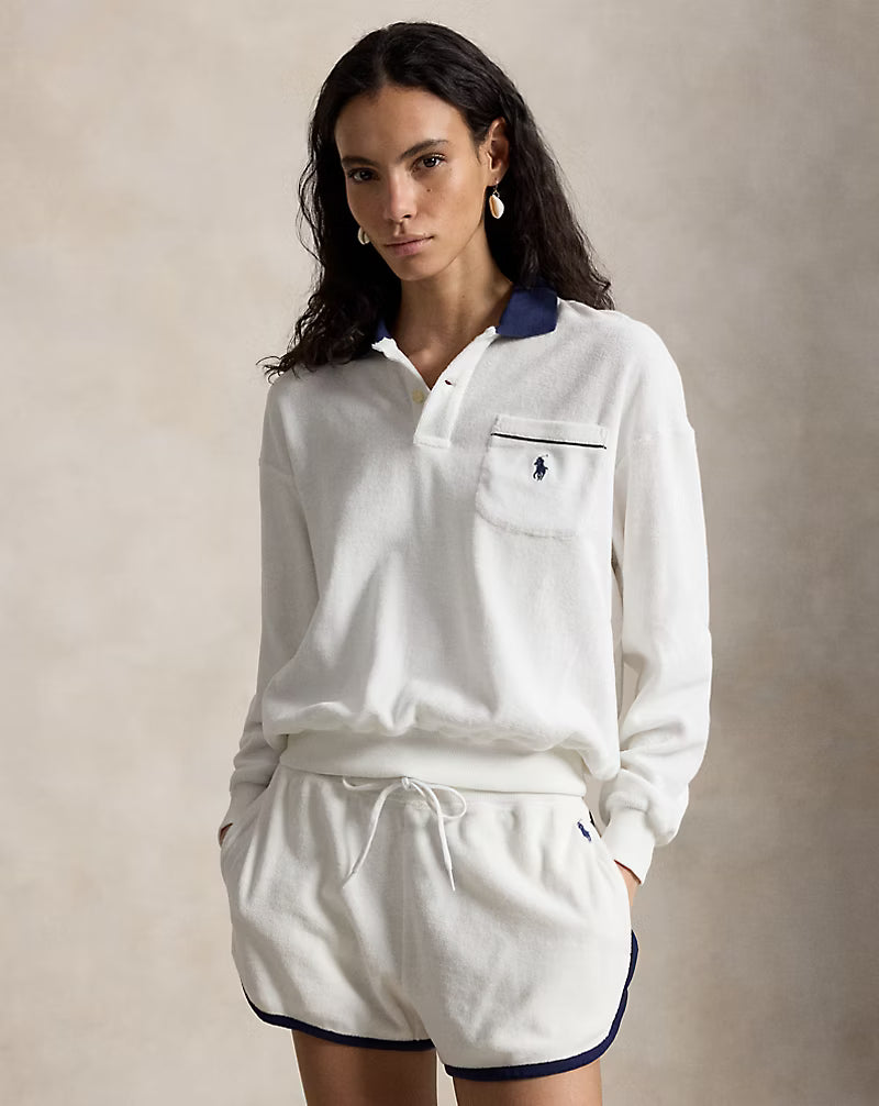 Terry Long-Sleeve Polo Shirt