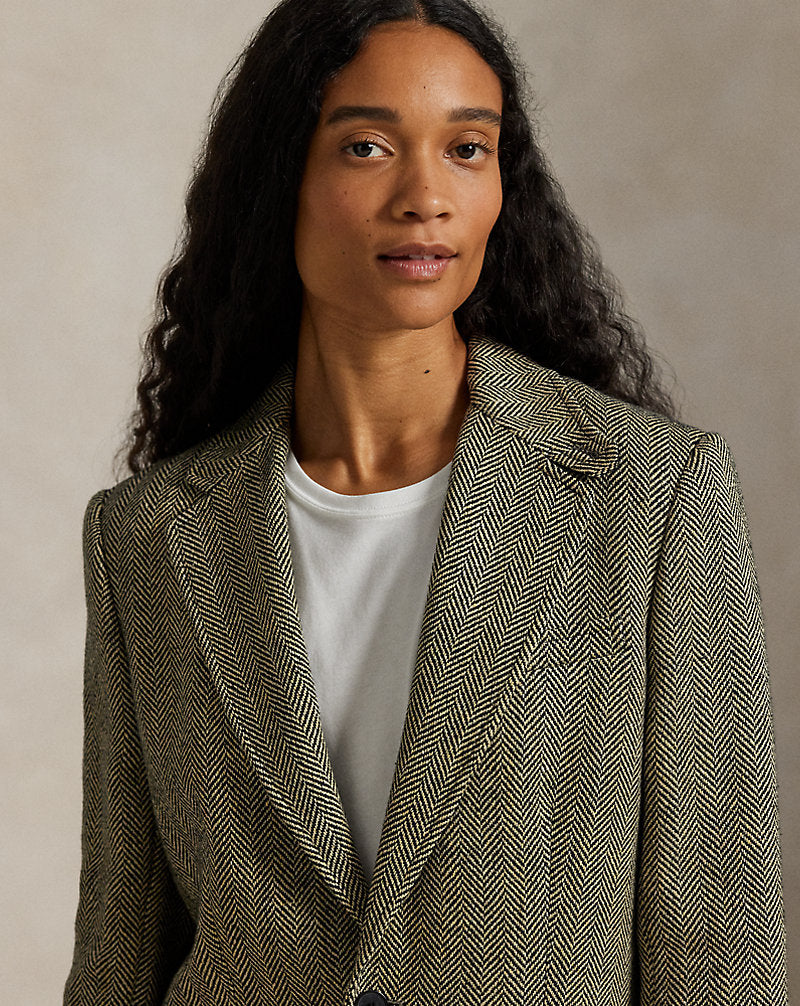 Single-Breasted Herringbone Blazer