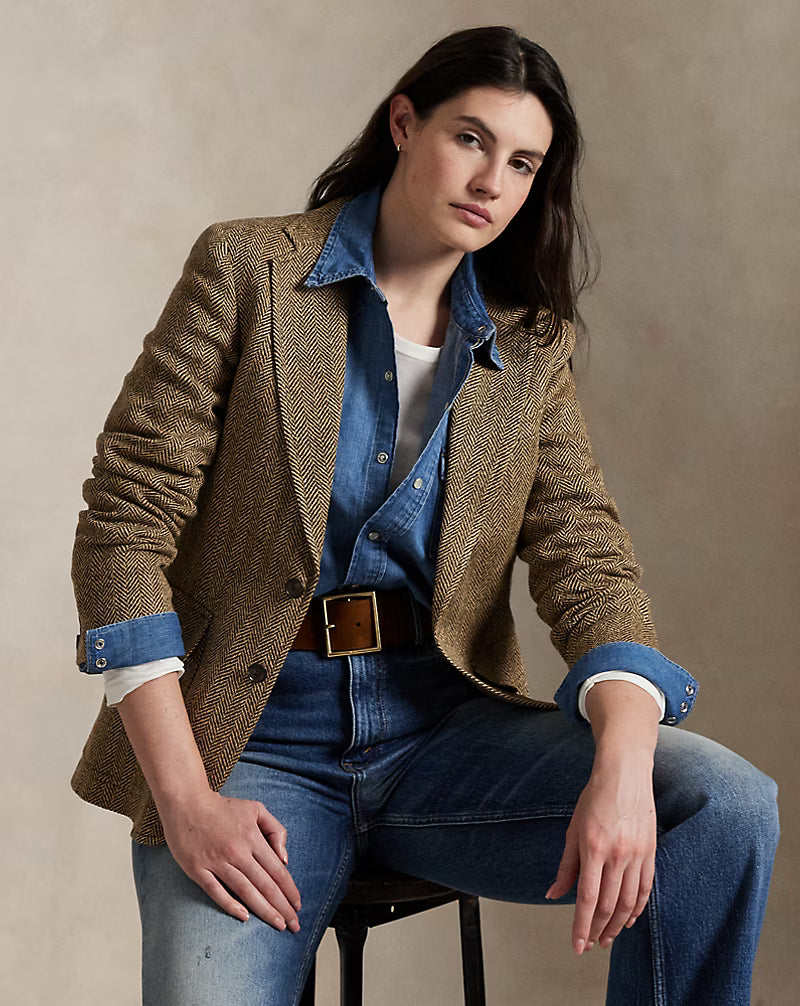 Single-Breasted Herringbone Blazer