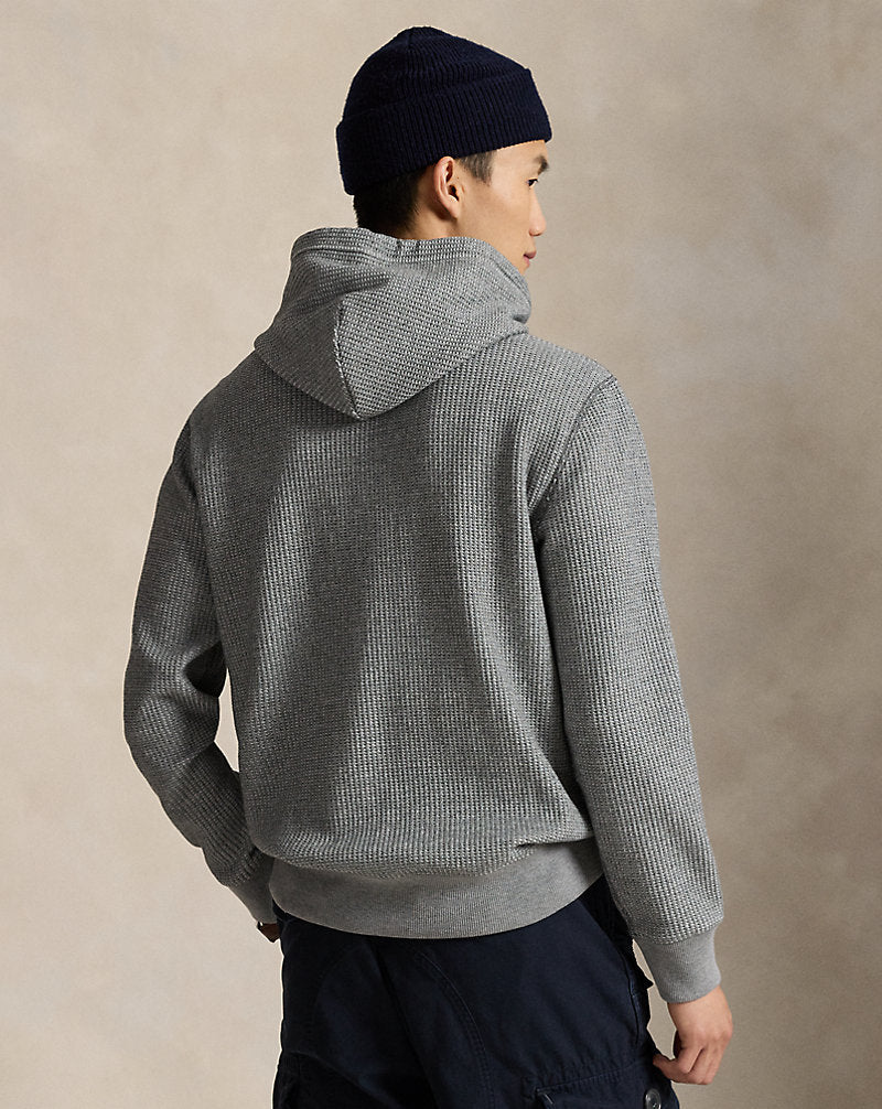 Waffle-Knit Fleece Hoodie