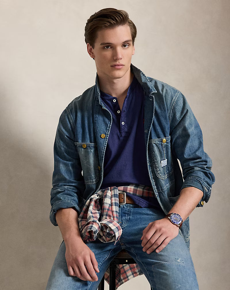 Slub Jersey Short-Sleeve Henley Shirt