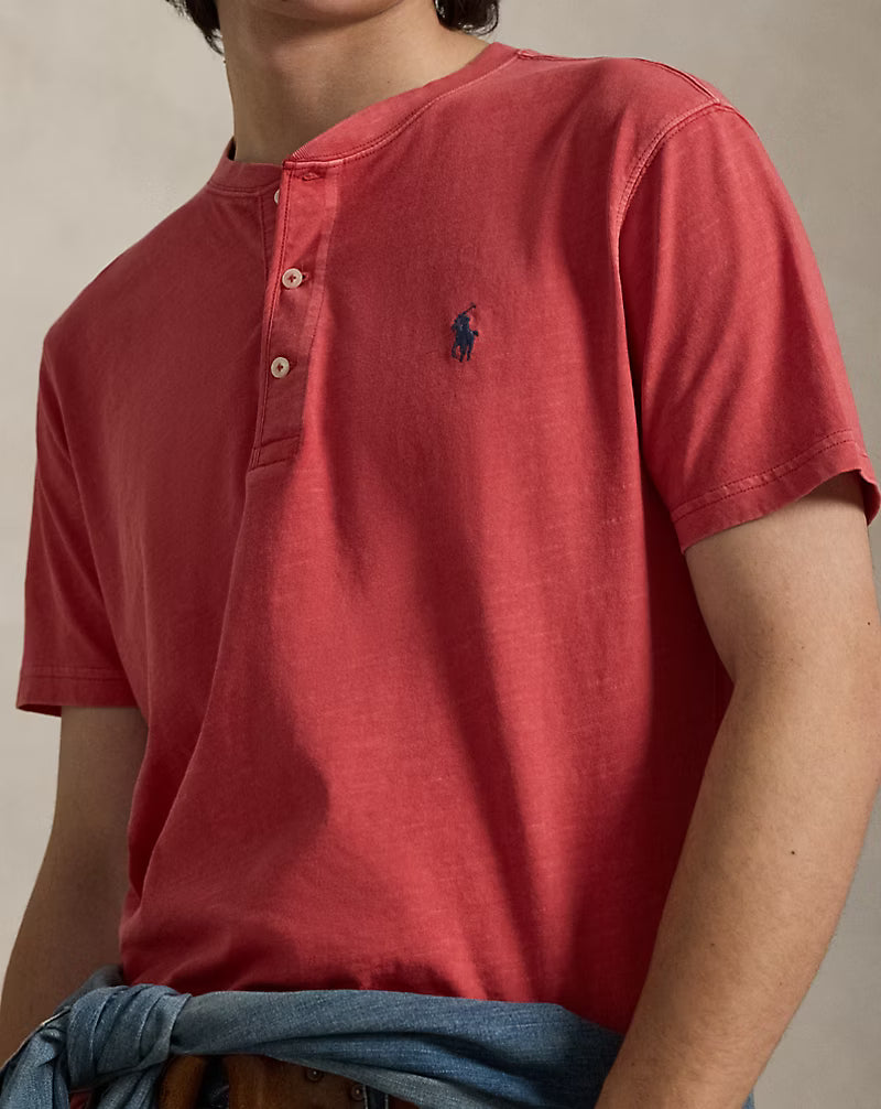 Slub Jersey Short-Sleeve Henley Shirt