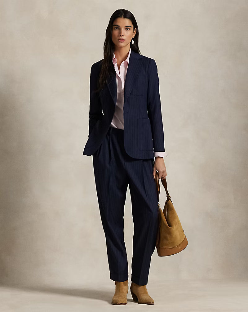 Single-Breasted Pinstripe Blazer