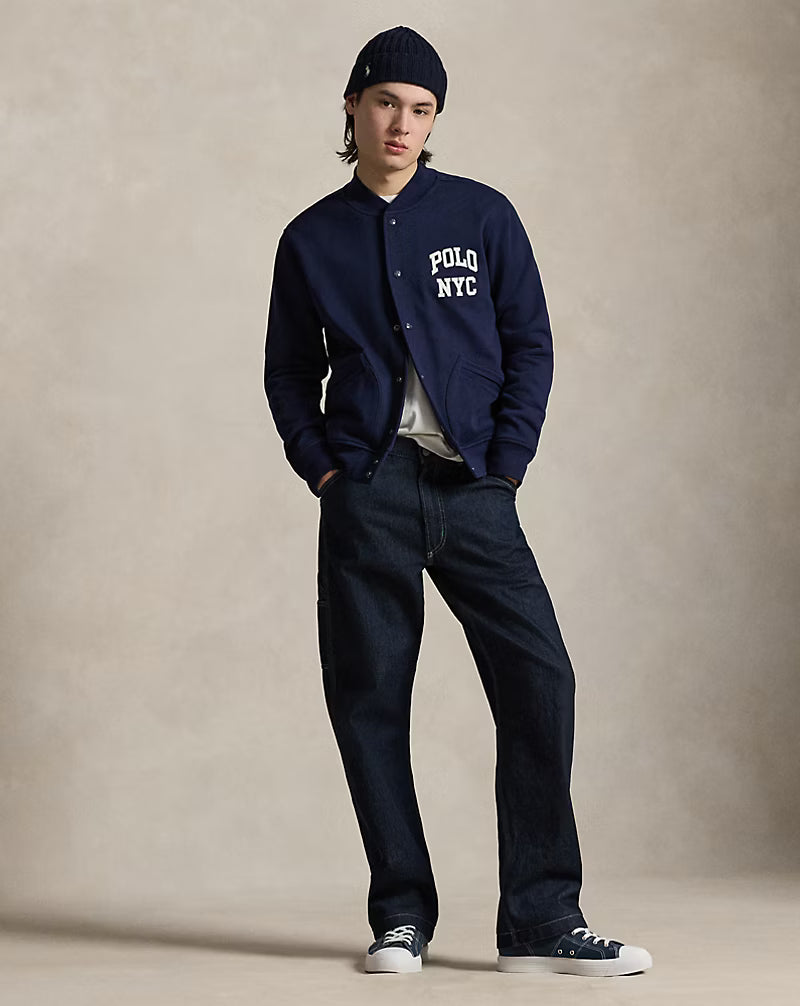 Logo Fleece Baseball Jacket