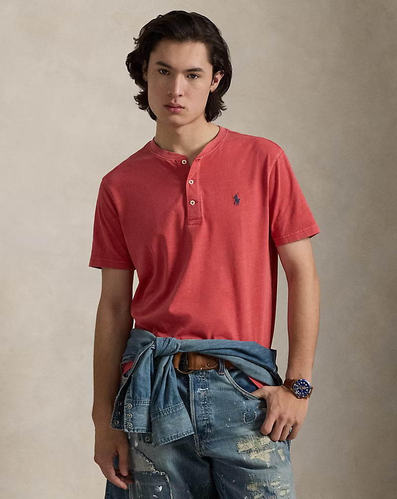 Slub Jersey Short-Sleeve Henley Shirt