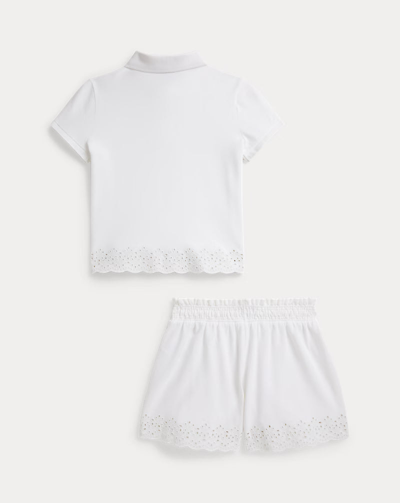 Eyelet Stretch Mesh Polo Shirt & Short