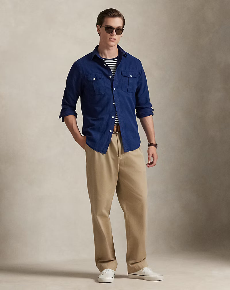 Classic Fit Linen-Silk-Cotton Workshirt