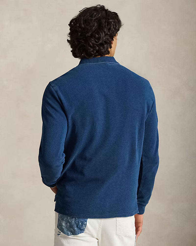 Custom Slim Fit Indigo Mesh Polo Shirt