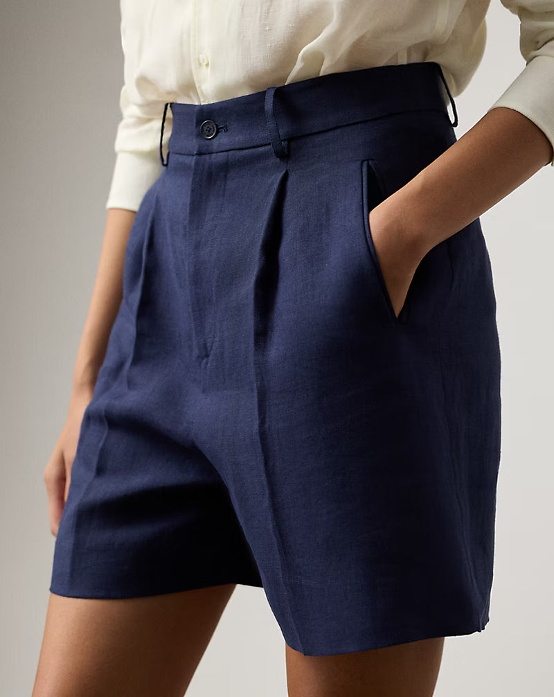 Tracy Pleated Linen Short