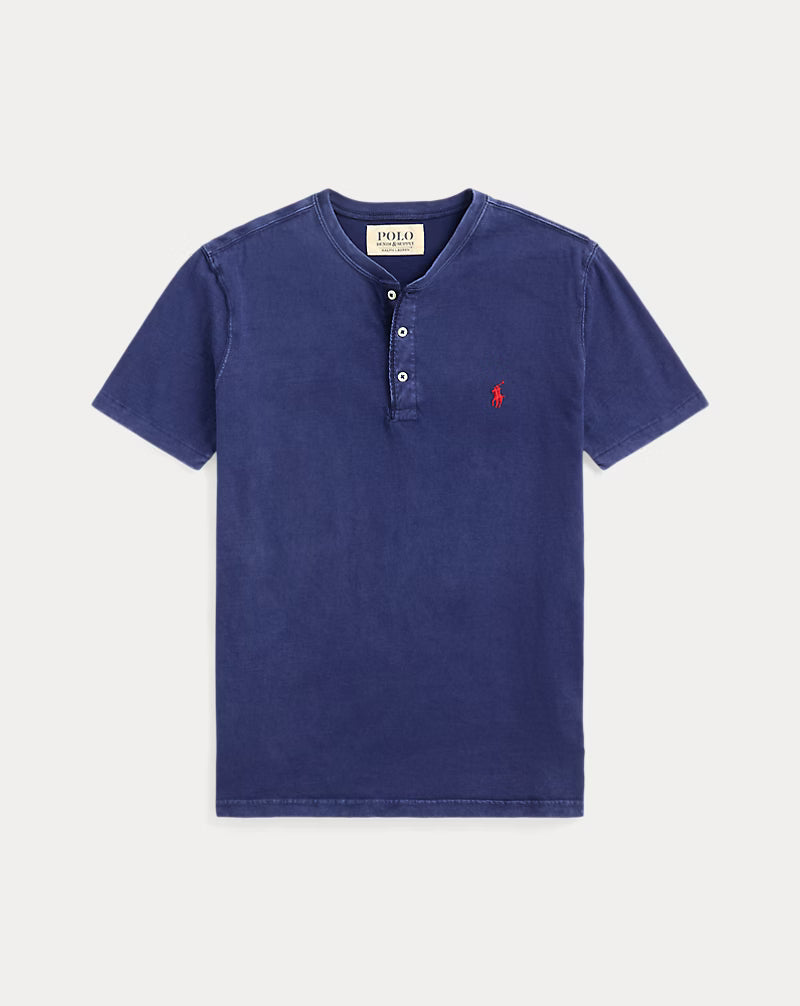 Slub Jersey Short-Sleeve Henley Shirt