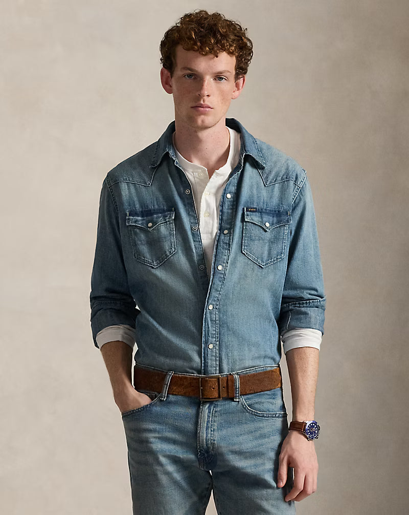 Slub Denim Western Shirt