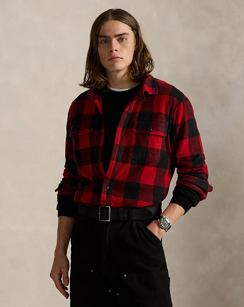 Plaid Knit Flannel Overshirt