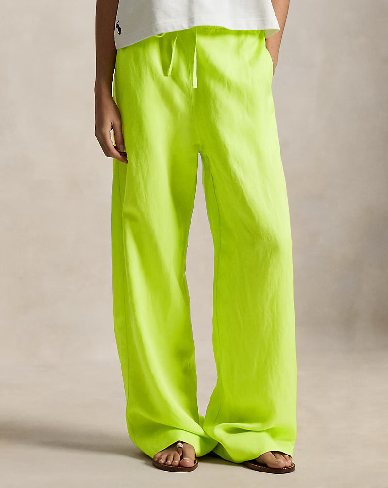 Twill Drawstring Wide-Leg Pant