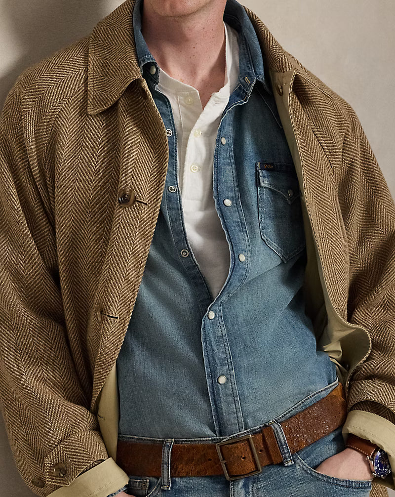 Slub Denim Western Shirt