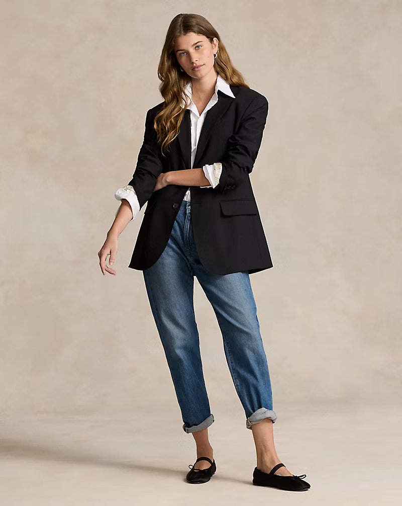 Single-Breasted Stretch Wool Blazer