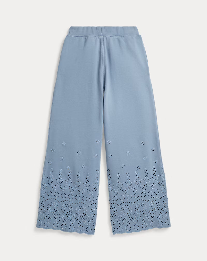 Eyelet French Terry Wide-Leg Sweatpant