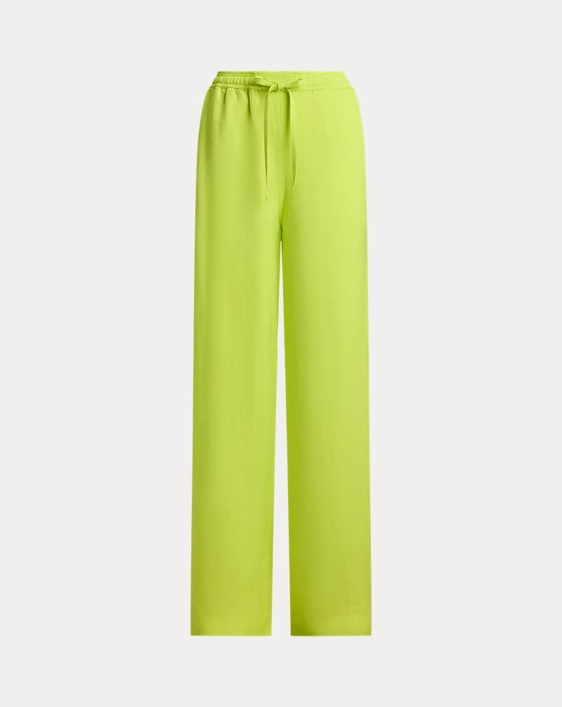 Twill Drawstring Wide-Leg Pant