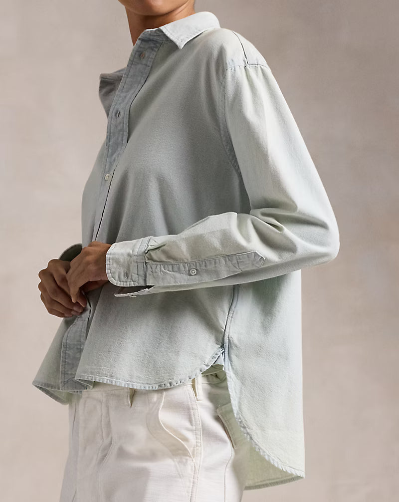 Cropped Boxy Chambray Shirt