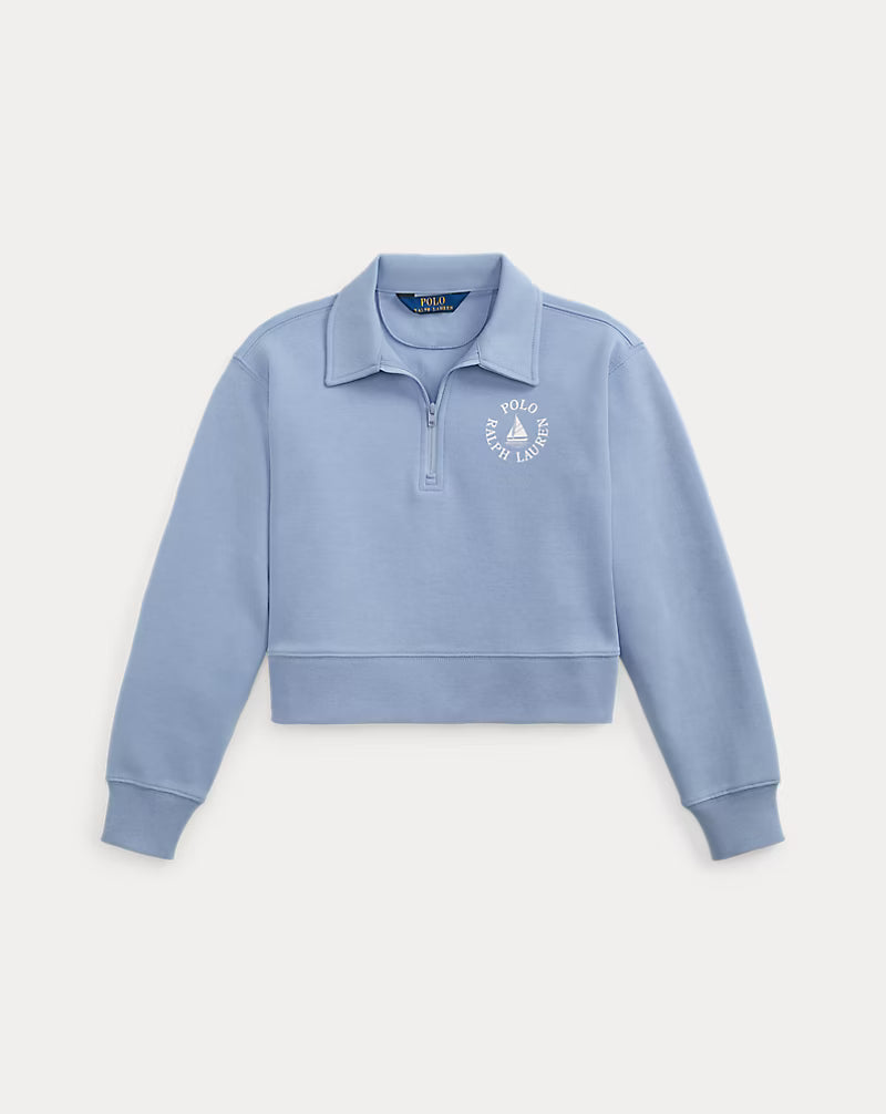 Double-Knit Collared Boxy Sweatshirt