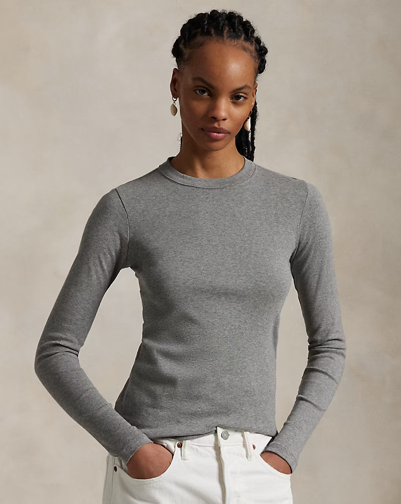 Slim Fit Cotton Long-Sleeve Tee