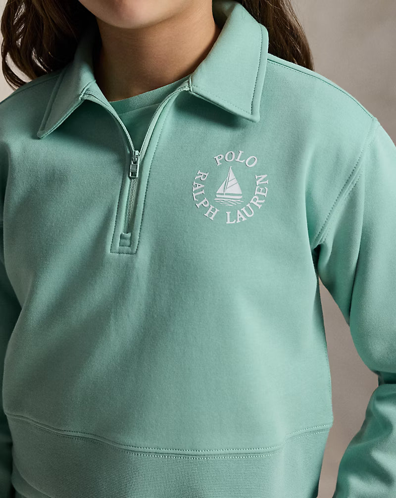 Double-Knit Collared Boxy Sweatshirt