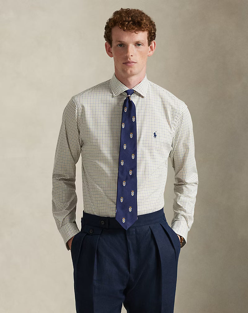 Classic Fit Plaid Stretch Poplin Shirt