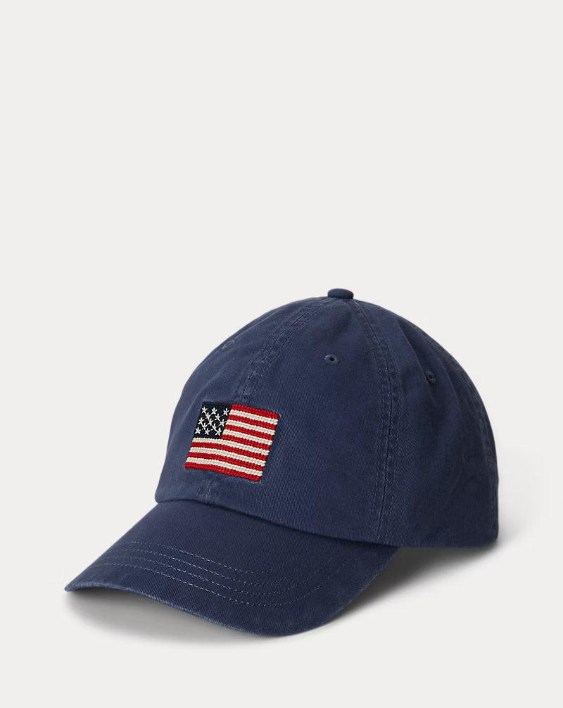 Flag-Embroidered Twill Ball Cap