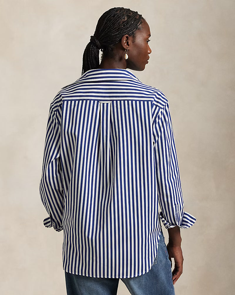 Oversize Fit Striped Cotton Shirt